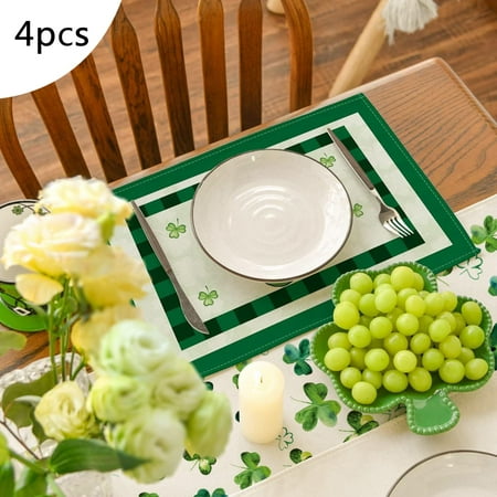 

Plate Mat Set Small Dining Table Set for 4 Modern round Kitchen Table Set for 4 under 150 Plate Mat Set Woven Dinner Table Mats 4PCS St. Patrick s Day Table Decoration Napkins Kitchen Insulated Stain
