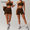Brown, variant on -Fleece Slim-Fit Backless Yoga Set - Stretchy High-Waist Activewear for Women, Running & Fitness Sports Suit Skinny Sportswear new work out clothes