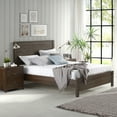 Yes4wood Solid Wood Full Bed Frame with Headboard, Heavy Duty Modern