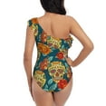 thumbnail image 5 of Honeii Skull And Flowers for women's one-piece swimsuit featuring a chic one-shoulder design experience elegance and style in the water-X-Large, 5 of 6