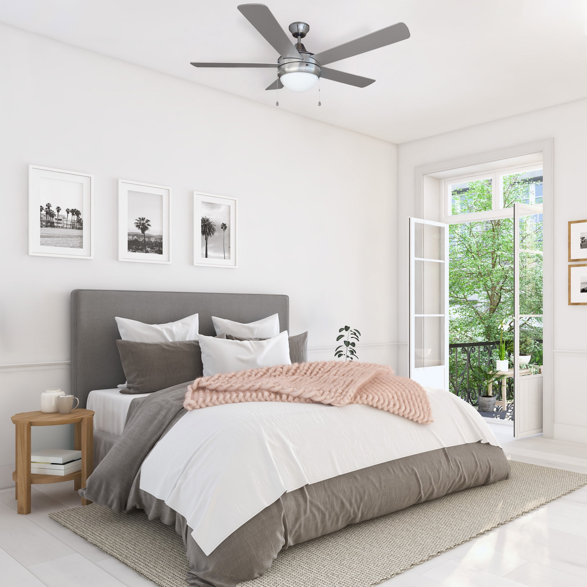 Design House Sadie LED Indoor Ceiling Fan in Brushed Nickel 52-inches