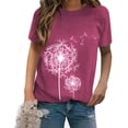 thumbnail image 4 of Camiseta Cuello Redondo Estampado Mujer Tops Poliéster Manga corta Tela de verano, Rosa roja, XL Speravity AP002414-29, 4 of 7