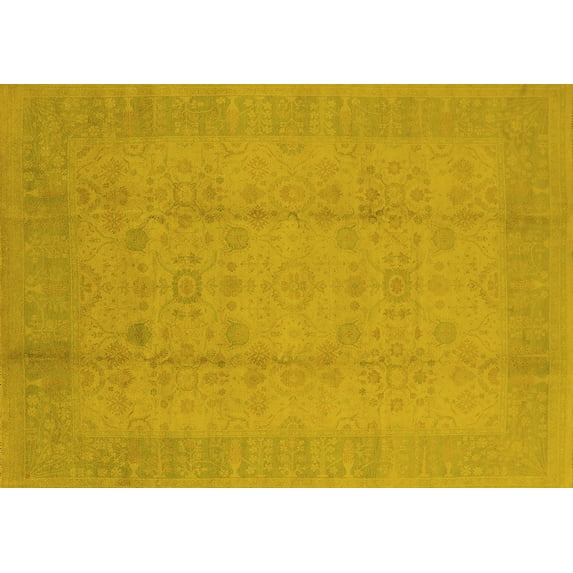 Ahgly Company Indoor Rectangle Oriental Yellow Industrial Area Rugs, 6' x 9'