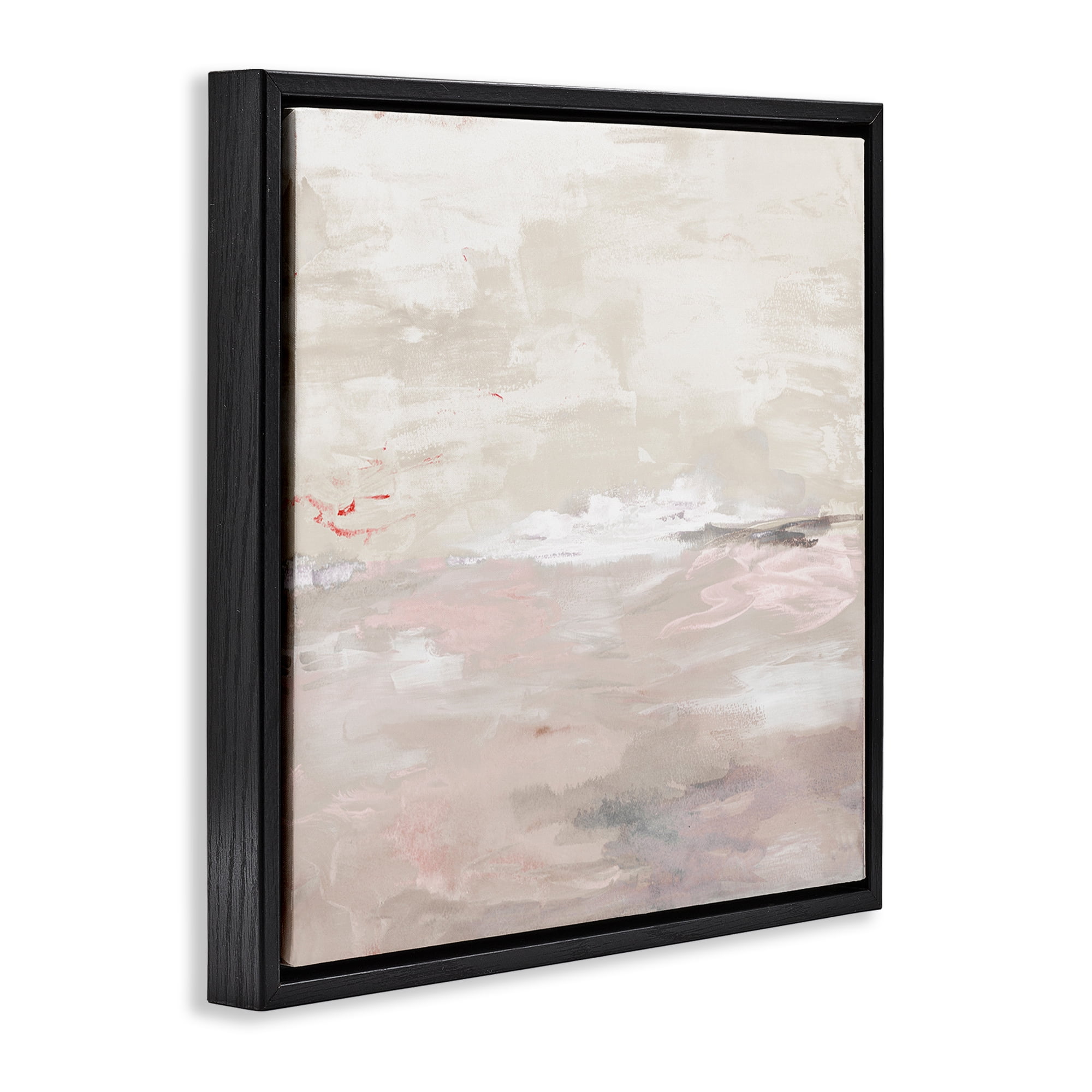 Stupell Industries Serenity Neutral Landscape Abstract Painting Black Floater Framed Canvas Art Print Wall Art, 18 x 18