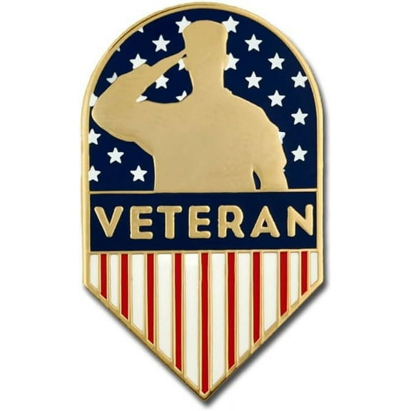 PinMart Bold Veteran American Flag Pin – Patriotic American Lapel or Hat Pin – Proud to be Retired Army, Navy, Air Force or Marine Corps – Silver Plated Enamel Pin with Secure Rubber Back