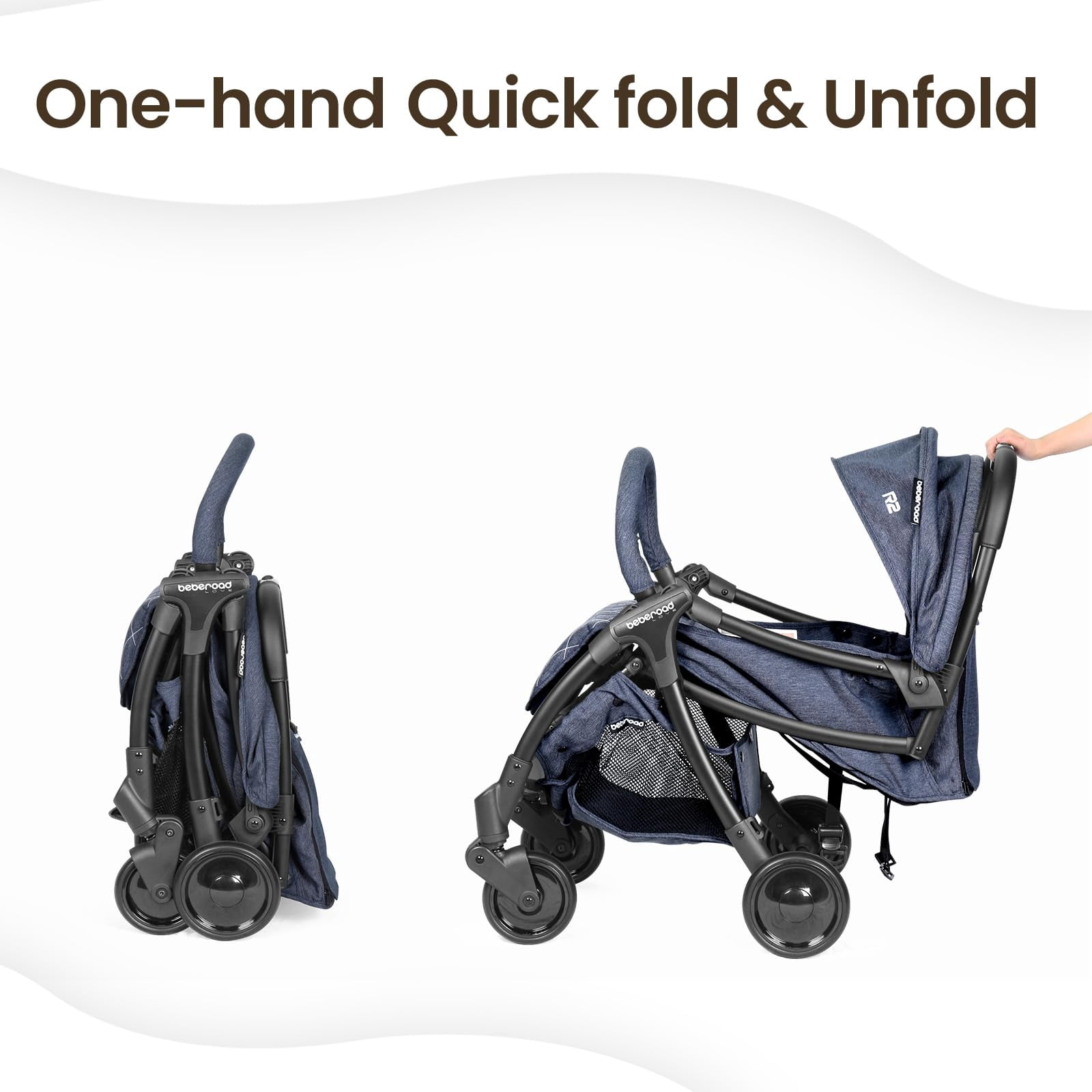 BebeRoad R2 Ultra Compact Lightweight Travel Folding Stroller with Canopy, Blue
