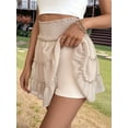 thumbnail image 6 of Womens Summer Flowy High Waist Ruffle Casual Cute Boho Beach Short Skirts Built-in Shorts Khaki M, 6 of 7