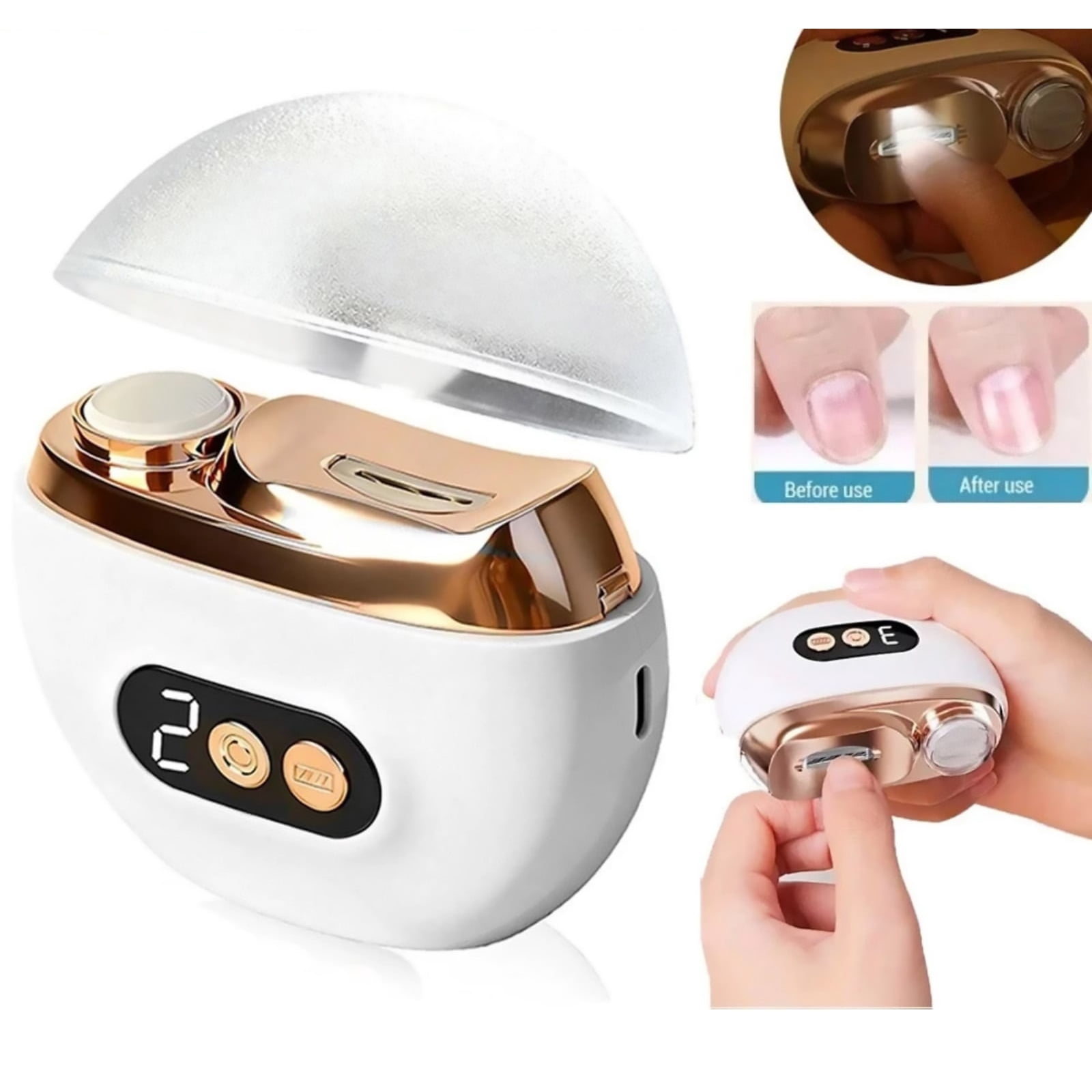 CSYANXING Multi Function Nail Trimmer Polisher 6 Hour Run Time For Home Travel 45 Degree Cutter Type-C Charging ABS Material