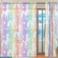 thumbnail image 2 of GZHJMY Cute White Unicorns On Rainbow Colorful Stripes Sheer Curtains Window Voile Panels Drapes Tulle Curtains, Semi Sheer Curtains 84 Inches Long for Living Room Bedroom, Set of 2 Home Decor, 2 of 4