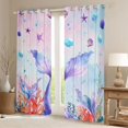 thumbnail image 2 of Feelyou Watercolor Sea Mermaid Tail Blackout Curtains Set of 2 (52x84 Each) for Kids Boys Girls, Ocean Shell Animal Window Curtains, Pink Purple, 2 of 6
