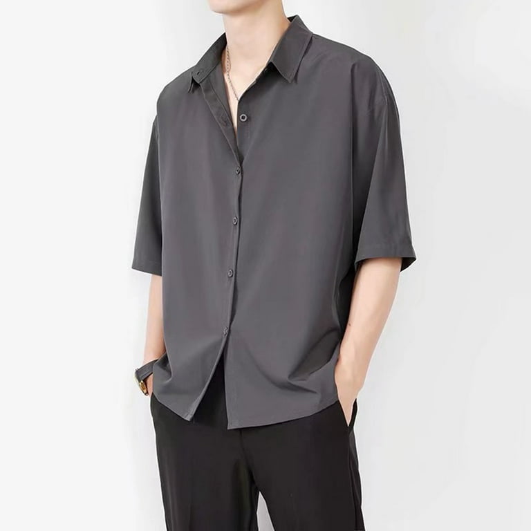 Mens Button Down Shirt Mens T Shirt Top Casual Top Button up with