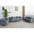 thumbnail image 2 of Hybition 3-Pieces Living Room Set Modern Velvet Sofa Set & Golden rivets-Grey, 2 of 7