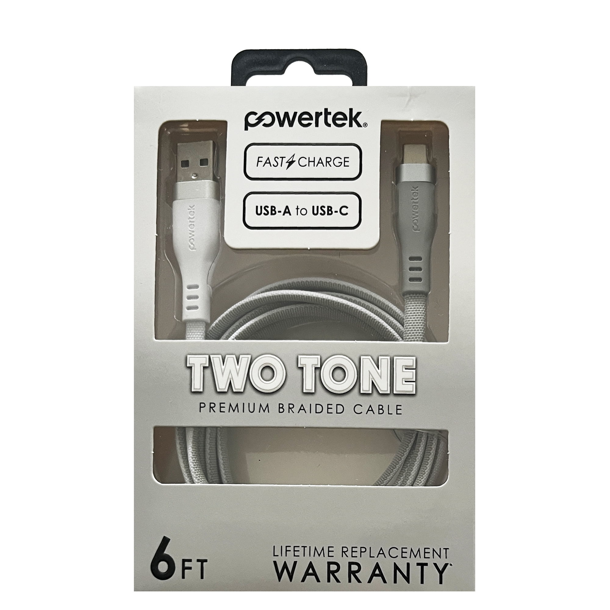 Liquipel Powertek Two Tone USB-A to USB-C - White