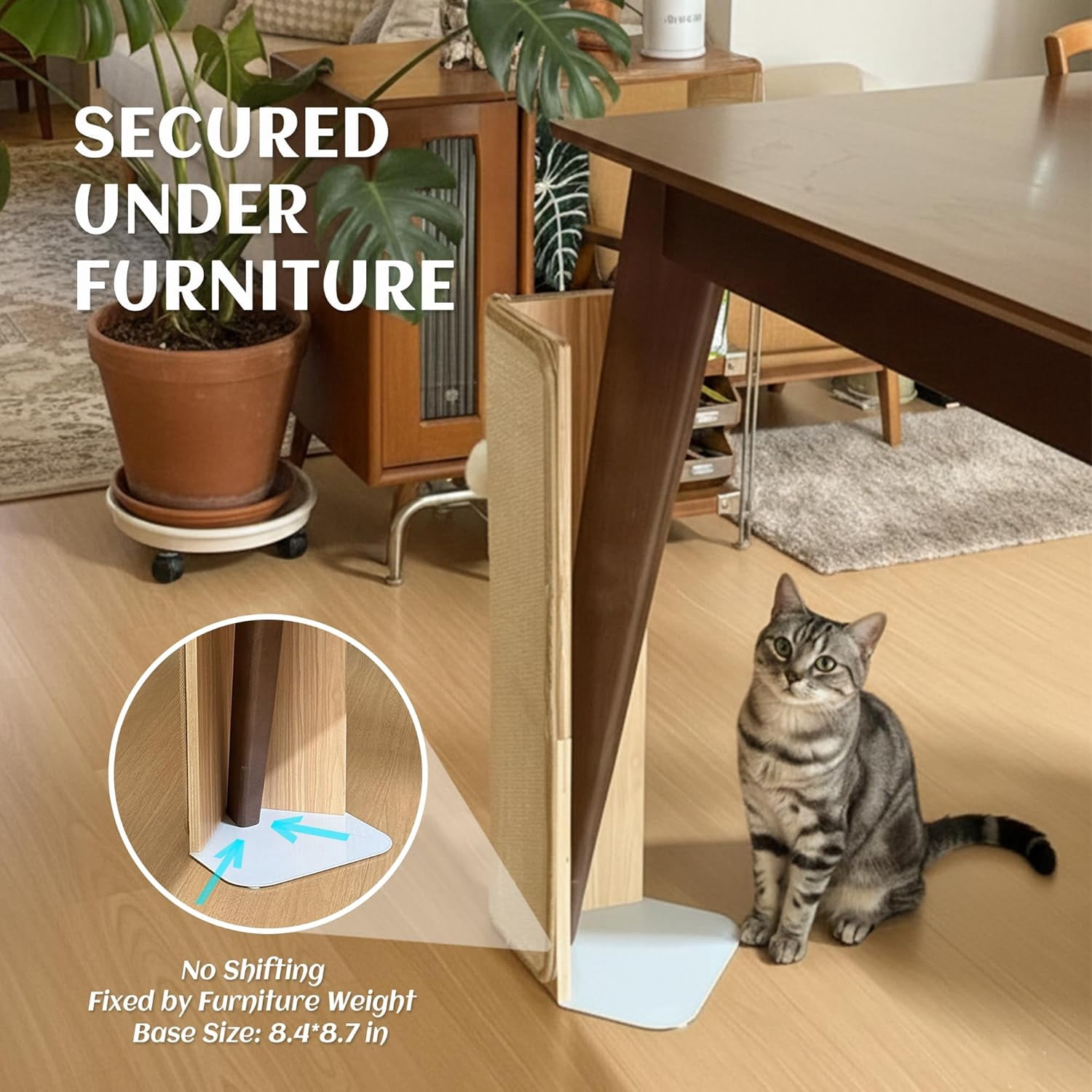 Under-Furniture  Scratcher, 23.6'' Sisal Scratching Post for Couch Corner, Furniture Protector Scratch Pad for Sofa with Toy Ball