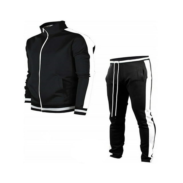 Men Tracksuit Athletic Sports Casual Full Zip Running Jogging Gym Sweatsuit Jacket and Pants Set