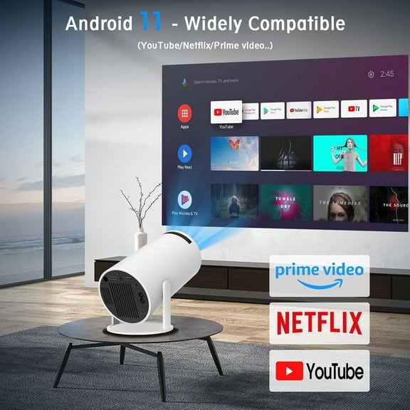 HY300 PRO  Portable Projector, 4K 1080P, Dual-Band WIFI6, 5G Wireless, 5.0 , Android 11, 160 ANSI, 180° Rotatable