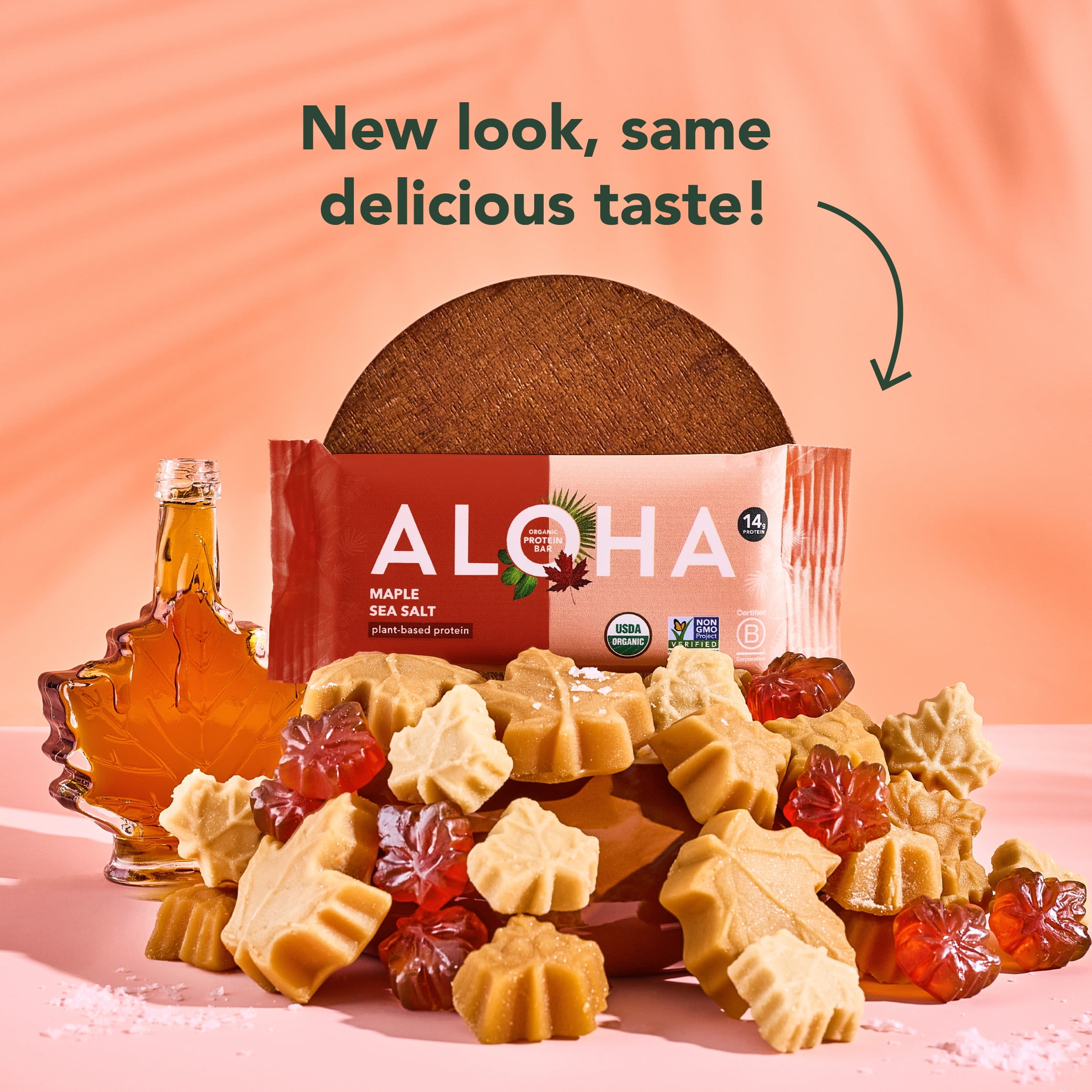 ALOHA, Plant Based Protein Bar, Maple Sea Salt, 14g Protein Pack