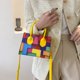 thumbnail image 4 of Bolso Bolso de hombro geométrico colorido para mujer Bolso de cuero Tote Satchel (Amarillo), 4 of 5