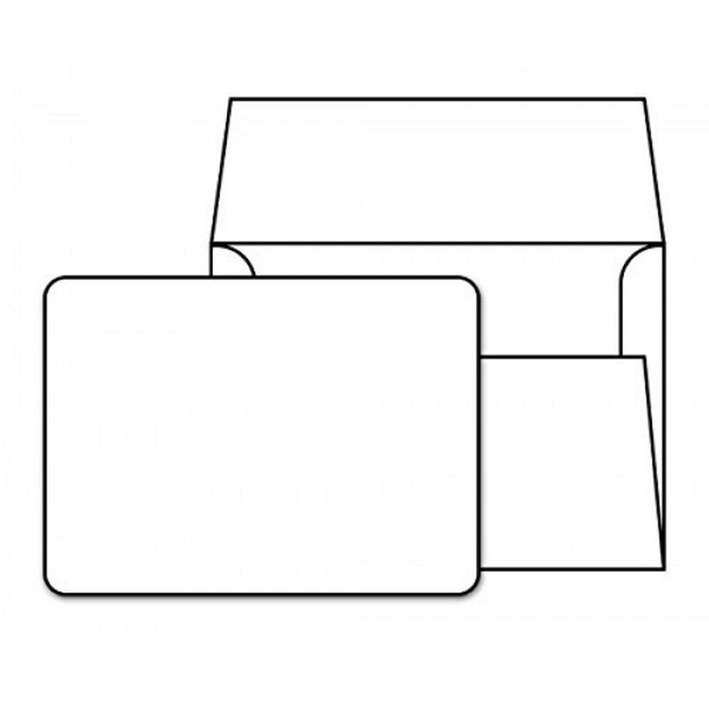 White Heavy Blank Note Cards with Rounded Corners and Envelopes Size