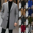 thumbnail image 2 of Aihuaihua Mens Trench Coat Slim Fit Single Brested Overcoat Winter Notched Collar Wool Blend Long Winter Coats With Pockets Black XXXL, 2 of 10