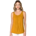thumbnail image 3 of Made by Johnny Women's Summer Sleeveless Pleated Back Closure Casual Tank Tops S MUSTARD, 3 of 6