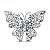 Bling Jewelry Womens Large Crystal Filigree Statement Butterfly Brooch Pin Silver