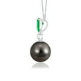 thumbnail image 2 of ANGARA Tahitian Cultured Pearl & Pear Emerald Drop Pendant in Platinum for Women | June Birthstone, Birthday, Anniversary, Jewelry Gift for Women | Pearl Necklace, 2 of 5