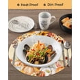 thumbnail image 3 of 13 Inch Round Placemats Set of 4, Orange Fall Non Slip Heat Insulation PP Table Mats, Thanksgiving Pumpkins Sunflower Yellow Washable Place Mats for Kitchen Dining Party Table Decor, 3 of 7