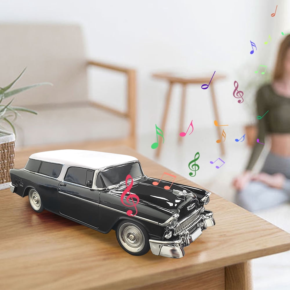 Portable Bluetooth Speaker Rechargable 1955 Vintage Retro Car Portable Wireless FM AUX USB Black