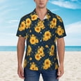 thumbnail image 2 of Fuzoiu Blue Striped Sunflower A Print Hawaiian Shirt for Men, Summer Beach Casual Short Sleeve Button Down Shirts, Men’s Beach Summer Shirts with Pocket,XX-Large, 2 of 7