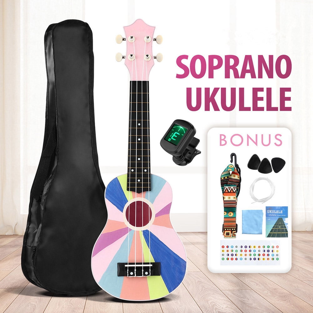 Manfiter Soprano Ukulele Beginners Kit, Inch Basswood Ukulele Instrumen With Nylon Gig Bag, Strap, Clip-on Digital Tuner, Strings, Guitar Small Hawaiian Ukelele Starter Kit For Child Adult - Walmart.com