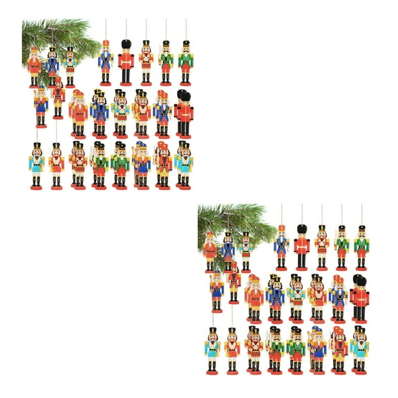 Hemoton 72 Pcs  Christmas Nutcracker Ornaments Hanging Nutcracker Figures Nutcracker Soldier Festival Nutcracker For Christmas Tree