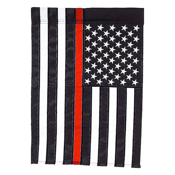 Evergreen Flag Thin Red Line Garden Applique Flag 12.5 x 18 Inches Indoor Outdoor Decor