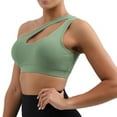 thumbnail image 5 of Baywell Womens One Shoulder Sports Bras Workout Yoga Bras Sexy Cute Medium Support Crop Tops Green US XS-XL, 5 of 6