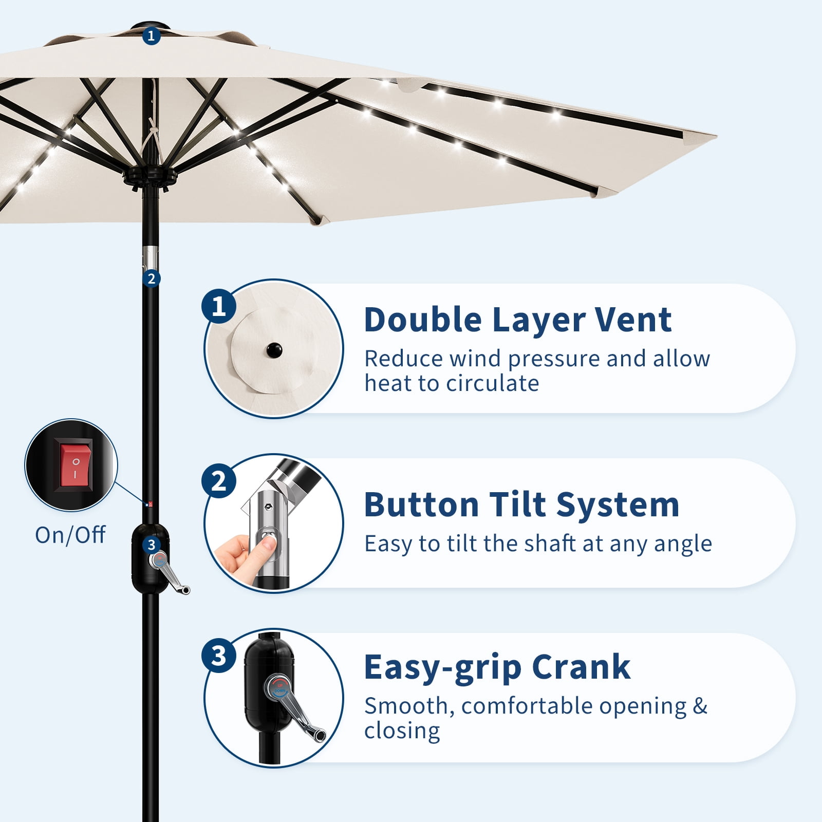 GOGRANT 98.4 in Multicolor Rectangle Market Patio Umbrellas, Fade Resistant