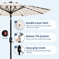 thumbnail image 3 of 9FT Outdoor Patio Market Umbrella with 32 Solar LED Lights – Tilt & Crank Adjustment, 8 Sturdy Ribs, Waterproof UV-Resistant Sunshade for Pool, Deck & Backyard, 3 of 7