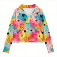 thumbnail image 4 of Girls Quarter Zip Hoodie Color Block Tie Dye with Hearts, Soft Stretchy Pullover for Kids 6-12,Size 5 T, 4 of 5