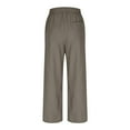 thumbnail image 4 of ShomPort Wide Leg Capris For Women Drawstring Elastic Waist Cropped Pants With Pocket Comfy Breathable Straight Hem Solid Color Trousers, 4 of 6