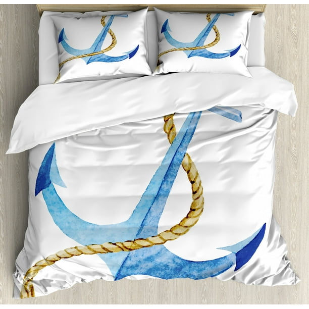 Anchor Duvet Cover Set Watercolor Beach Things Artistic Coastal