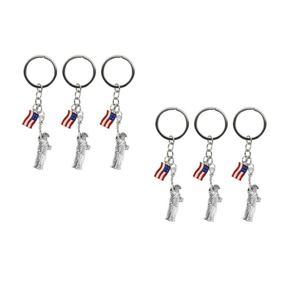Worgeous 6 Pcs  Statue Of Liberty And American Flag Keychain Pendant Key Chain Hanging Pendant Keychain Pendant  Statue Of Liberty Backpack Pendant