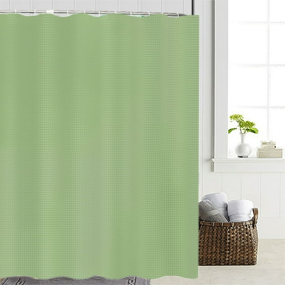 VOTRUDI Waffle Weave Shower Curtain Waterproof 78x72in - Solid Green Modern Bathroom