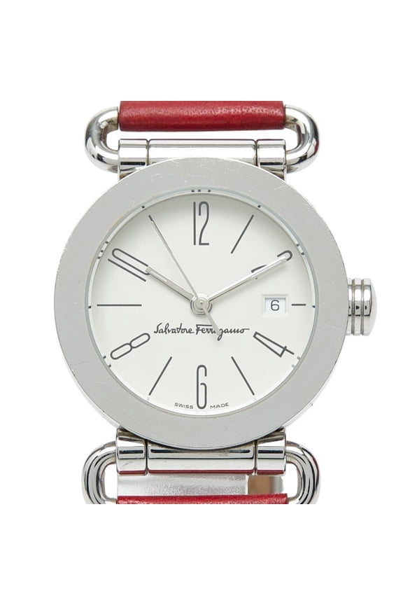 Pre-Owned Salvatore Ferragamo Women's Watch 0130 Swiss Quartz White Dial Stainless... (Good)