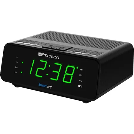 Emerson Smartset Dual Alarm Clock Radio with AM/FM Radio, Dimmer, Sleep Timer an