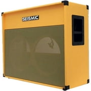 Seismic Audio Luke-2x12V, Empty 12" Guitar Cabinet, Orange Tolex/Wheat Cloth Grill