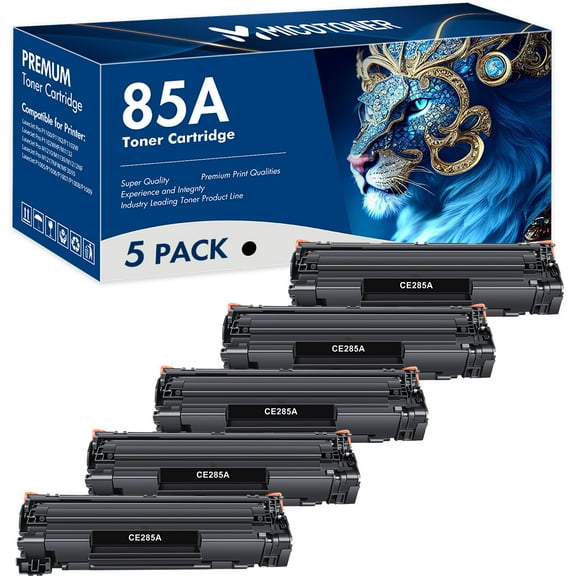 True Image 5-Pack Compatible Toner Cartridge for HP CE285A 85A for LaserJet Pro P1100 P1102 M1132 M1210 M1130 M1212 Printer (Black)