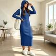 thumbnail image 5 of Fall/Winter Dresses for Women Long Sleeve Slim Fit Midi Dress with Drawstring Hood Base Layer Dresses, 5 of 8