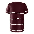thumbnail image 6 of Wycnly Shirts for Women Plus Size Classic Breathable Loose Pullover Tops Summer Casual Crewneck Short Sleeve Striped Print Ladies Blouses Wine m, 6 of 6