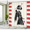 thumbnail image 5 of Ambesonne Fashion Shower Curtain, Modern Woman in Coat, 69"Wx84"L, Black Red, 5 of 5