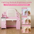 thumbnail image 3 of Jolie Vallee Vanity Set with Chair Kids Makeup Vanity Desk with Lights Mirror, 3 in 1 Toddler Vanity Desk with Bookshelf Storage Cabinet, Pink Pretend Play Dressing Table for Little Girls, 3 of 7