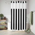 thumbnail image 6 of No Hook Shower Curtain with Built-in Rings - Black and White Striped Pattern Washable Waterproof Fabric Bathroom Curtains for Hotel,Rentals, Stall 36 X 78 Inch , Minimalist, 6 of 9